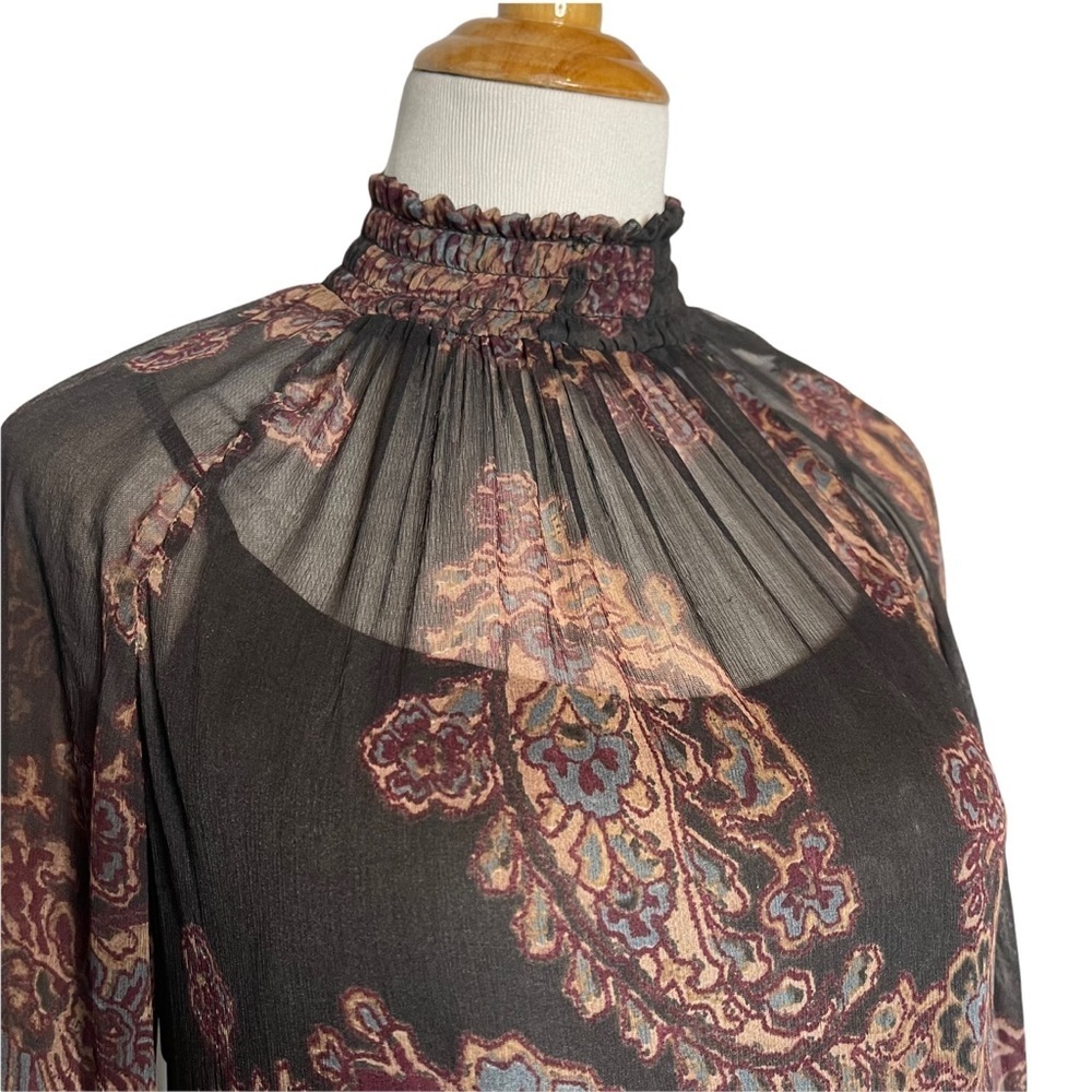 Free People Monnstruck Black Paisley Chiffon Flowy Dress xs - Picture 8 of 16